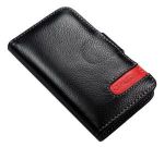 Кожаный чехол для iPhone 4 4s книжка Partner с красной вставкой